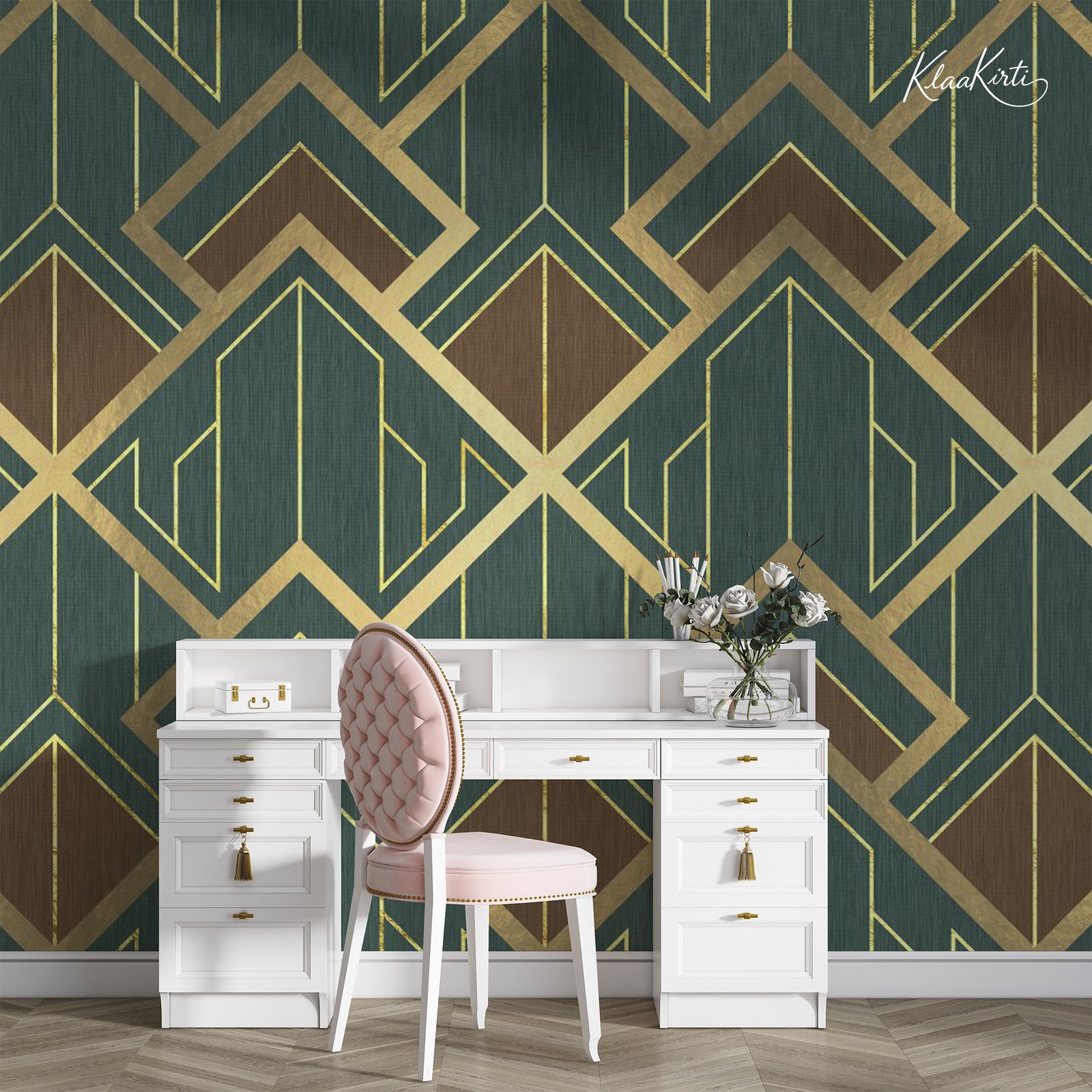 Artboard 1 Luxurious Art Deco Emerald and Gold Premium Wallpaper - Image 1