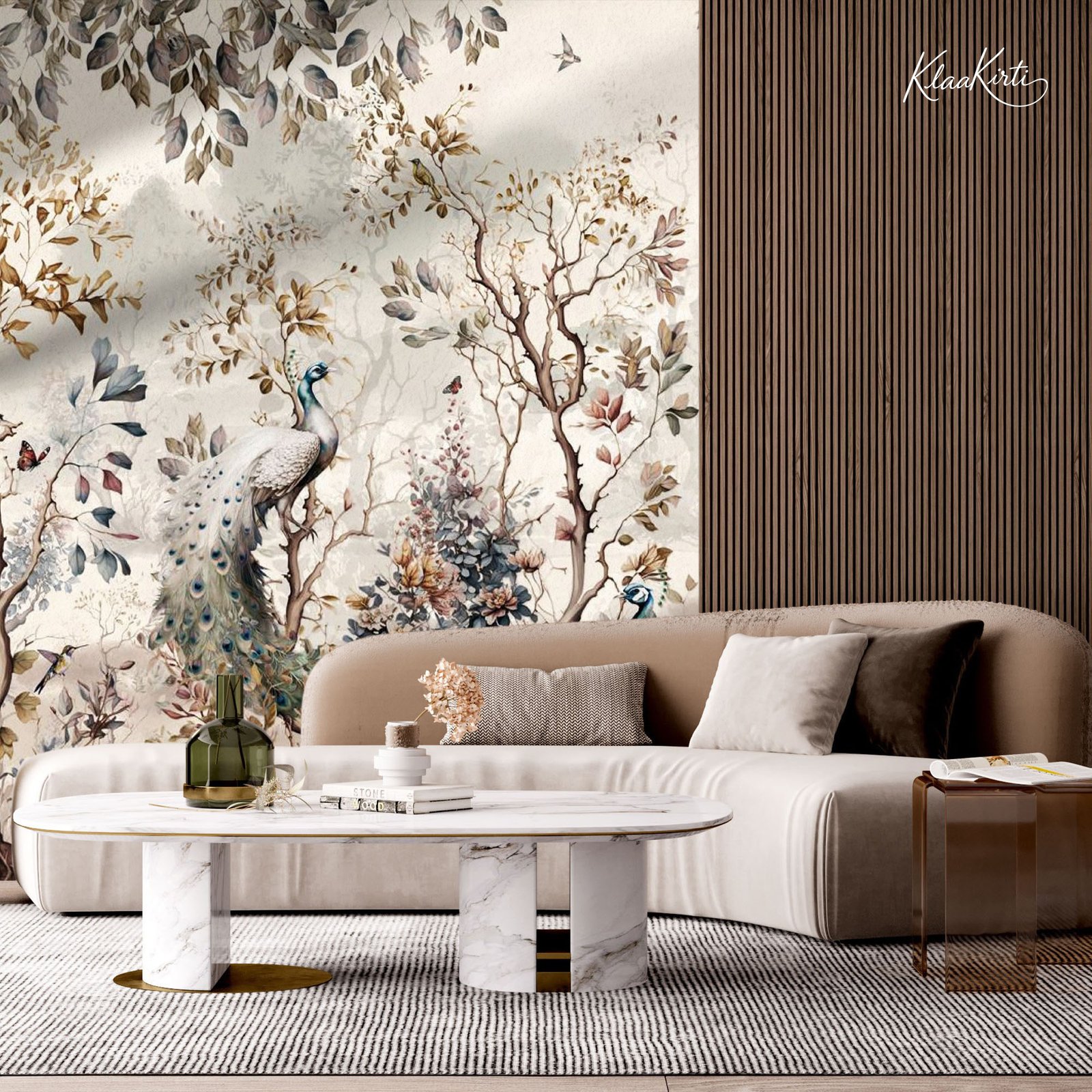 Artboard 1 Whimsical Peacock Haven Premium Wallpaper - Image 1