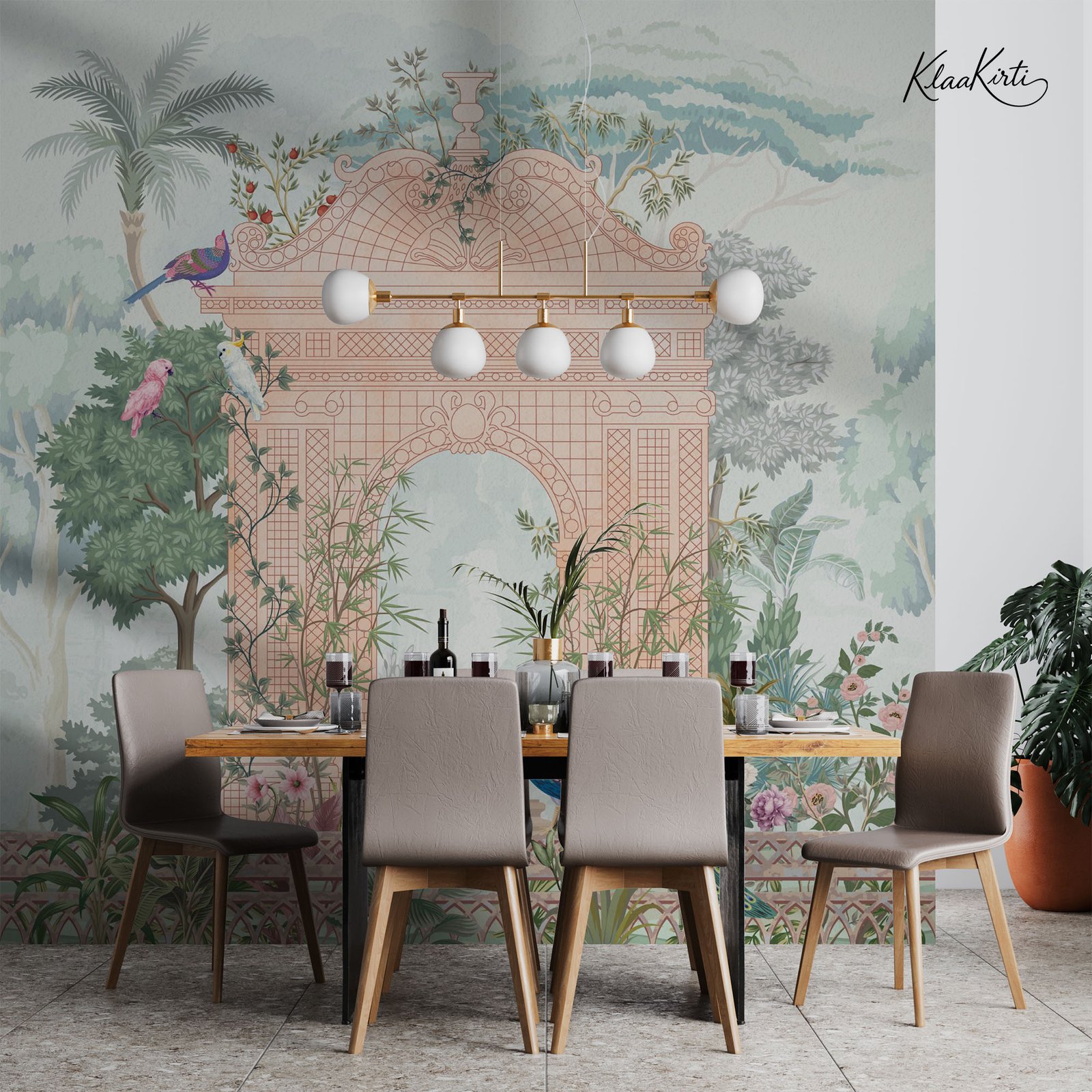 Artboard 1 Regency Garden Pavilion Premium Wallpaper - Image 1