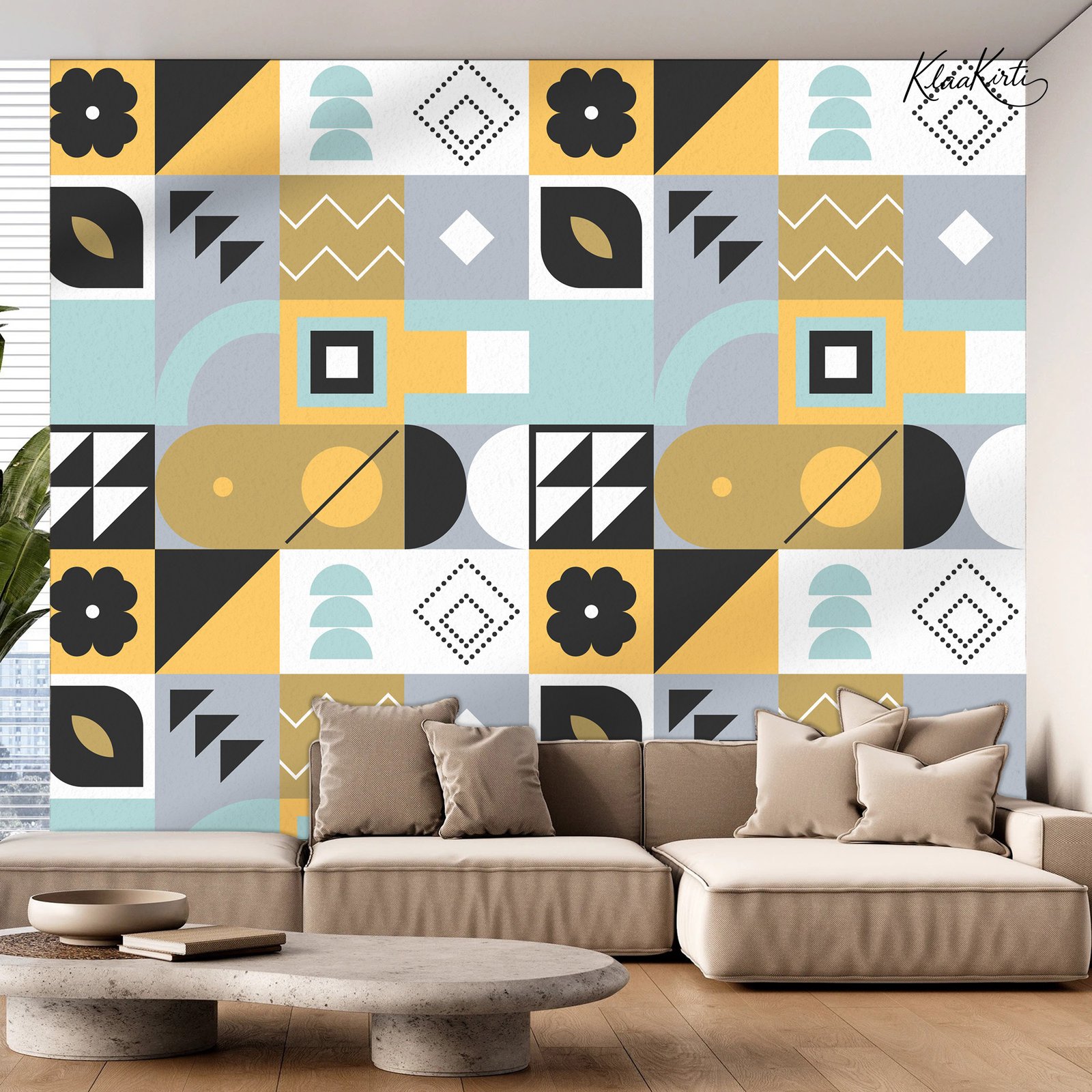 Artboard 1 Geometric Mosaic Premium Wallpaper - Image 1