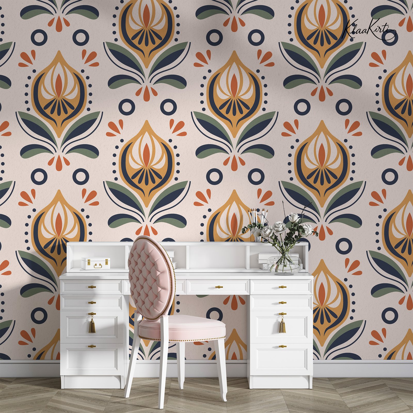 Artboard 1 Modern Damask Premium Wallpaper - Image 1
