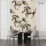 Galloping Stallions Vintage Sketch Premium Wallpaper - Image 2