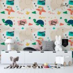 Dark Teal Watercolor Goodnight Kids Premium Wallpaper - Image 2
