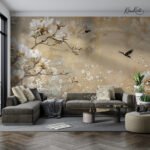 Golden Ethereal Bloom Premium Wallpaper - Image 3