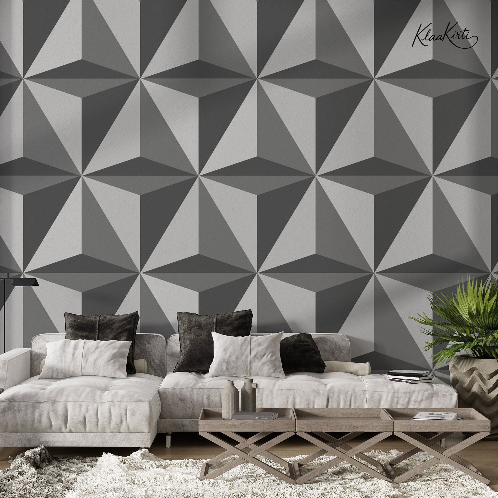 Artboard 5 Modern Grey 3D Geometric Premium Wallpaper - Image 1