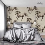 Galloping Stallions Vintage Sketch Premium Wallpaper - Image 5