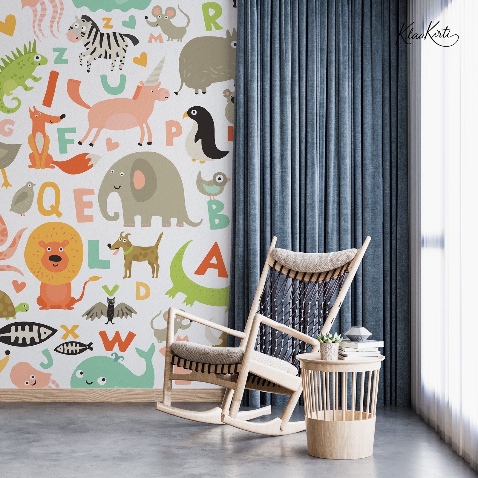 Artboard 7 Alphabet Safari Kids Premium Wallpaper - Image 1