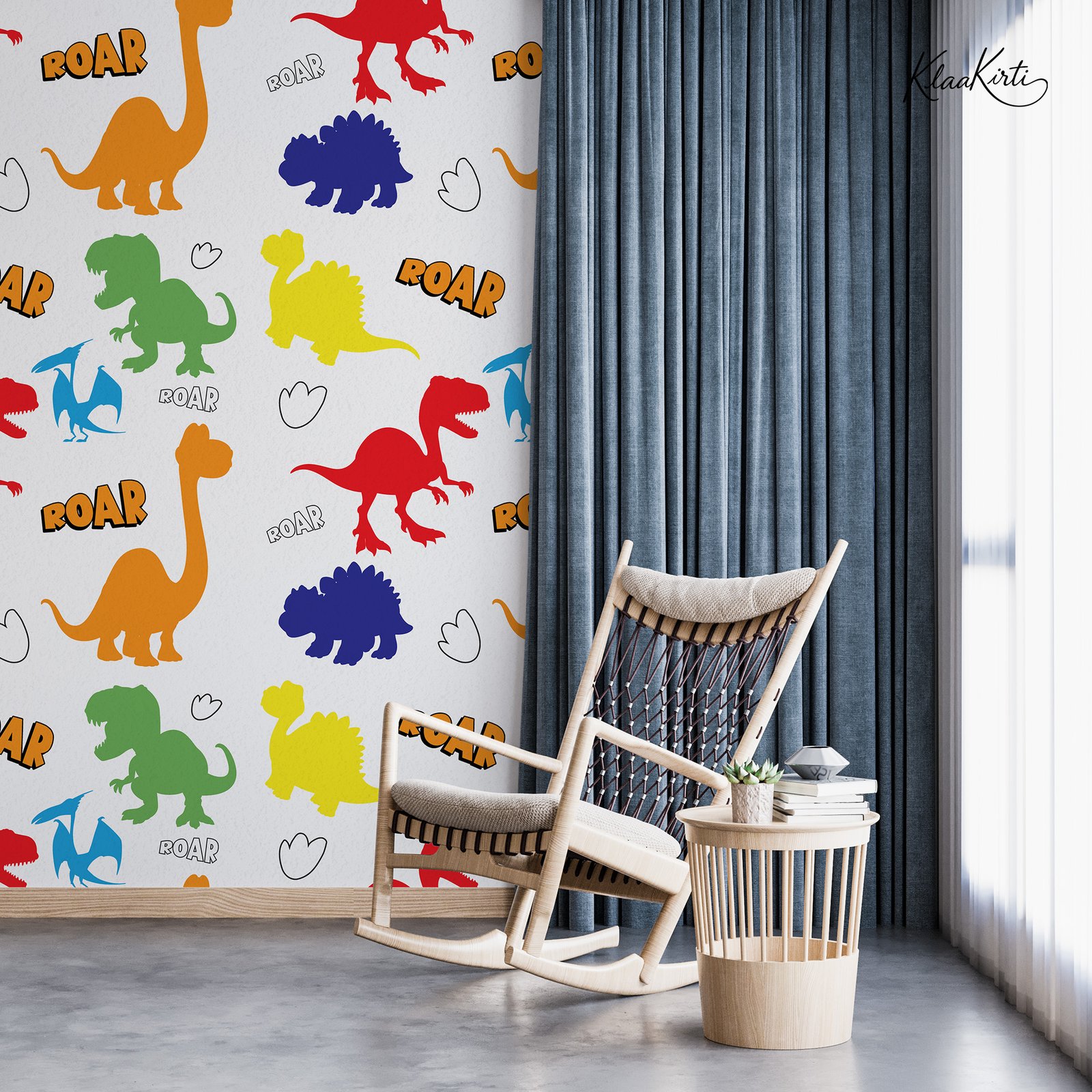Artboard 7 Colorful Dinosaur Roar Kids Premium Wallpaper - Image 1