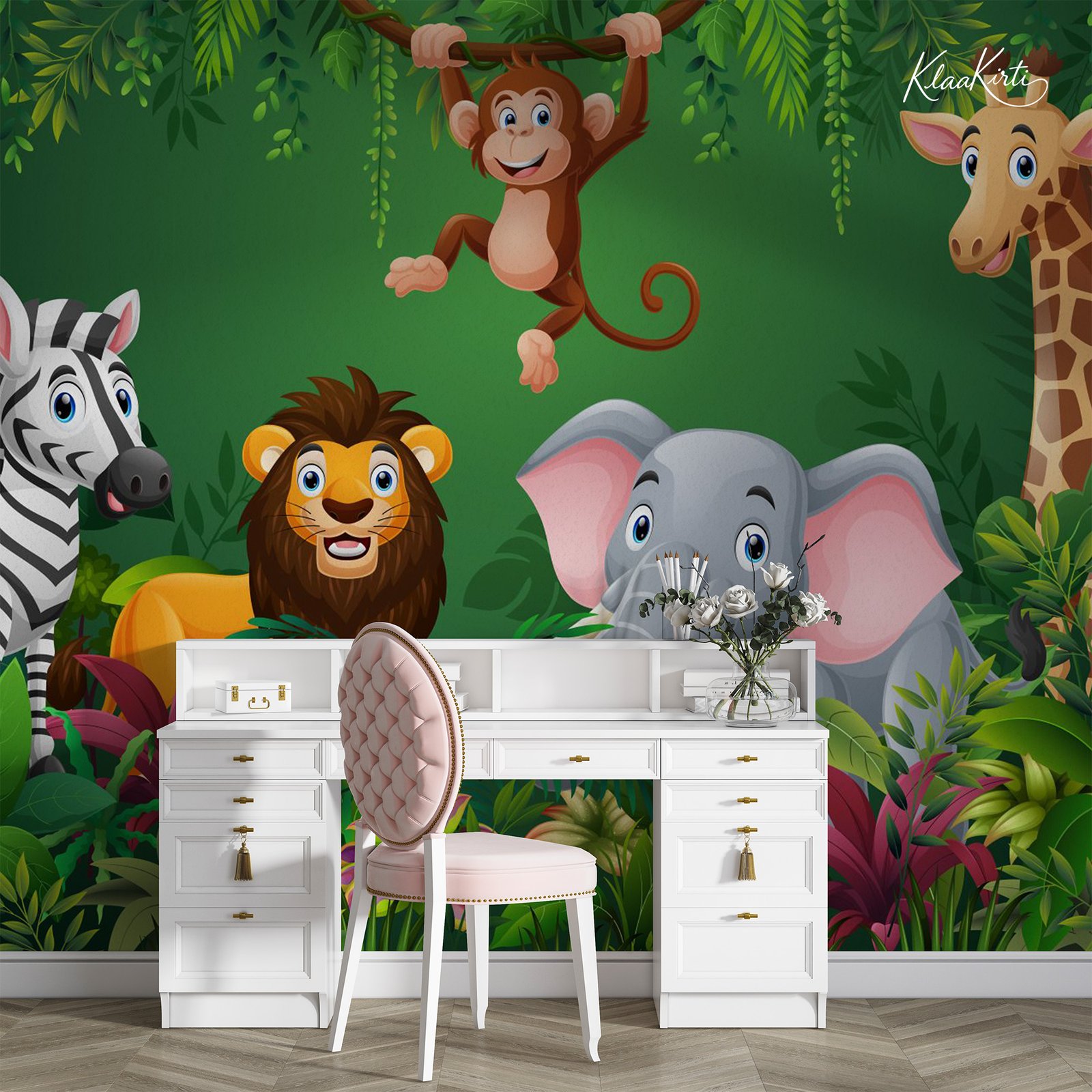 wallpaper3Artboard 1 Cartoon Jungle Friends Kids Premium Wallpaper - Image 1