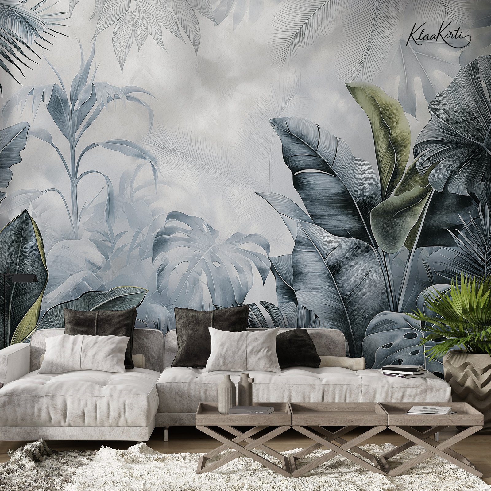 Artboard 5 Blue Jungle Lake Premium Wallpaper - Image 1