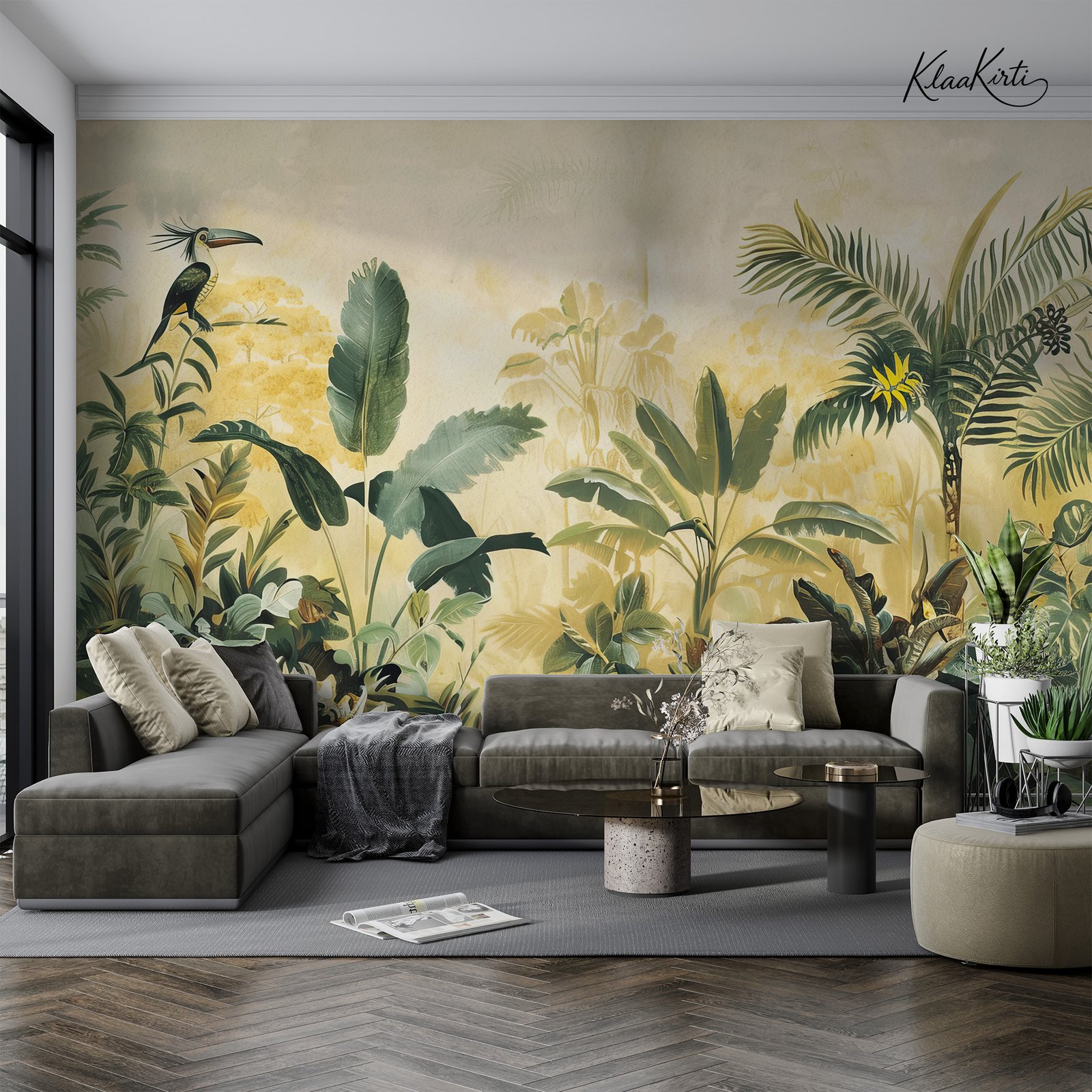 Artboard 8 Golden Tropical Toucan Premium Wallpaper - Image 1