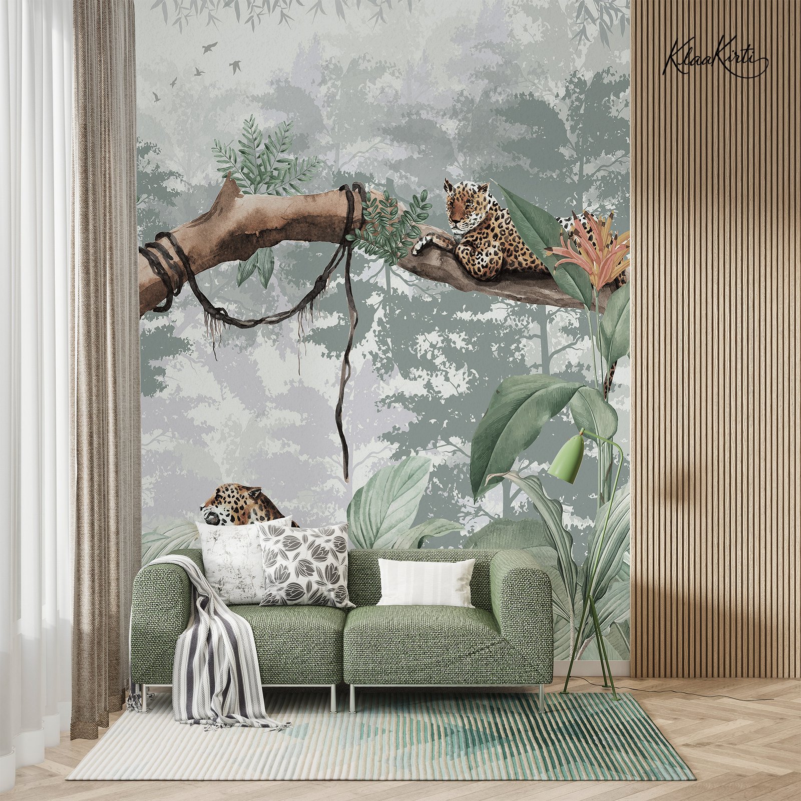 Artboard 9 Tropical Jaguar Landscape Premium Wallpaper - Image 1