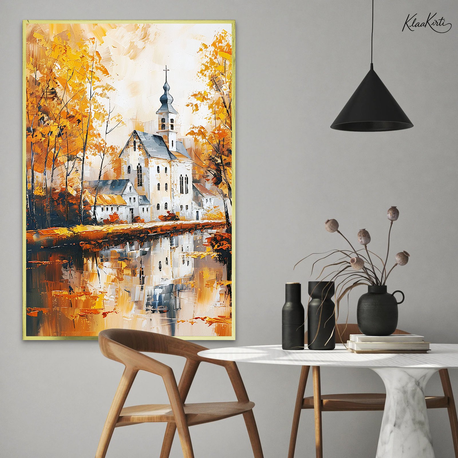 1 Abstact Village Church Canvas wall Art - Image 1